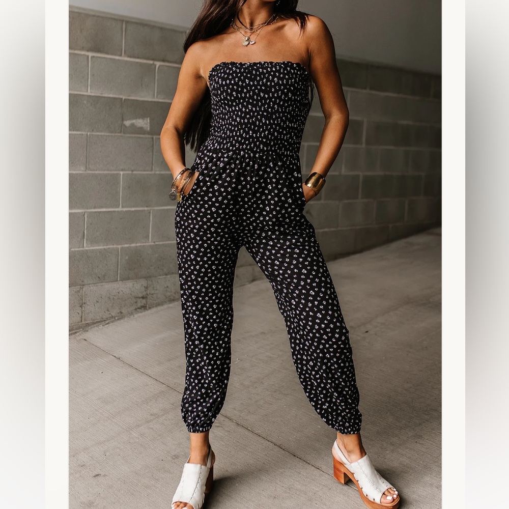 Black floral jumpsuit